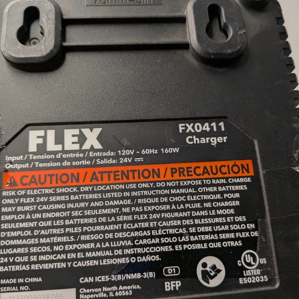 Flex 24V 160W Fast Charger (FX0411). Provides up to 50% faster charging compare